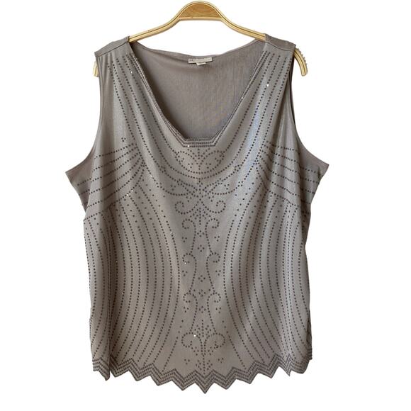 db Established 1962 Embroidered Sequins Tank Top Women‎ 2X Gray Festive USA Made - Picture 1 of 8